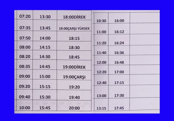 Otobüs Hareket Saatleri