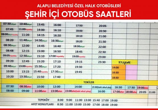 Otobüs Hareket Saatleri